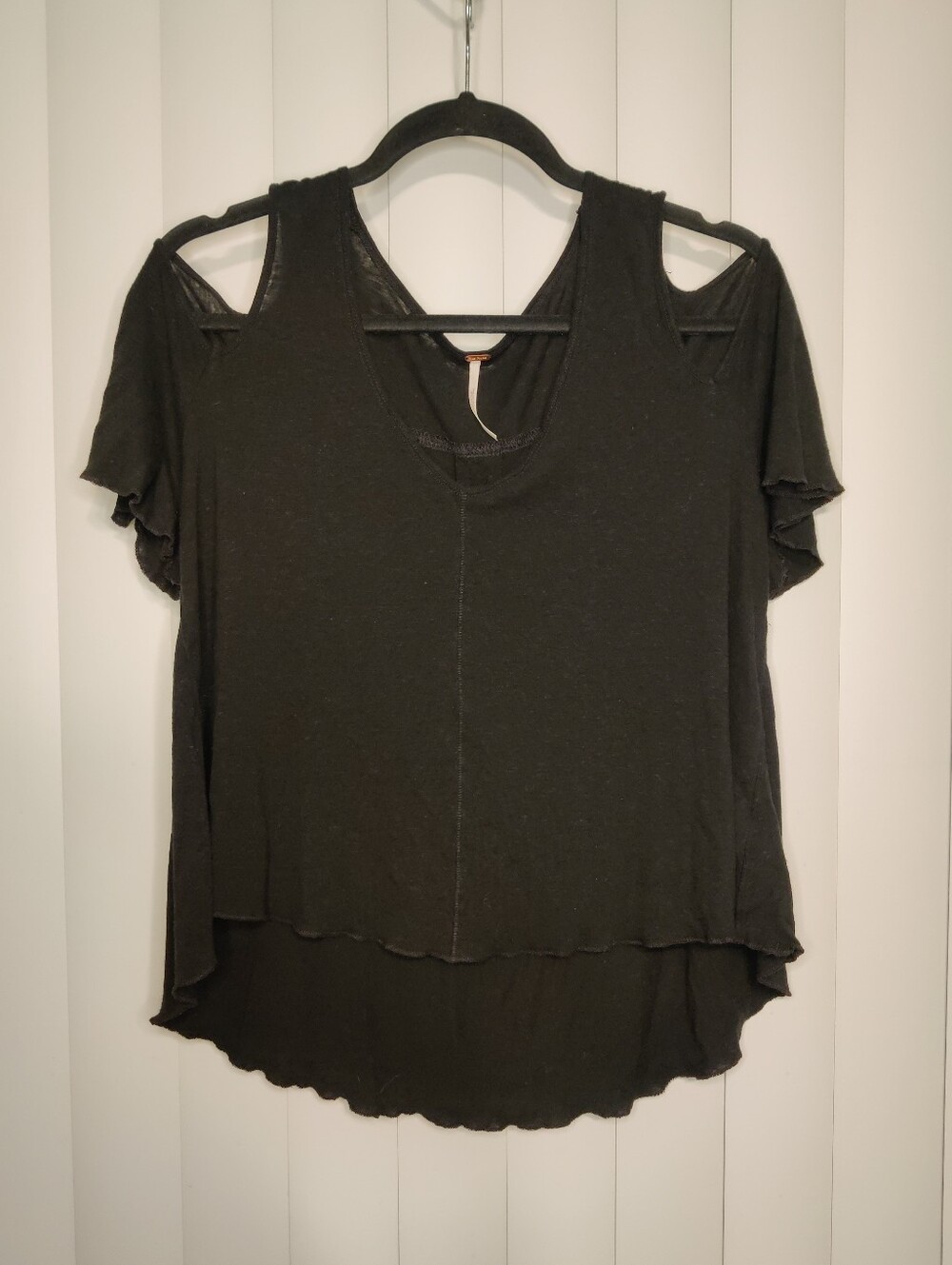 Free People Bittersweet Black Cold shoulder Tee